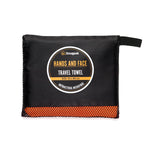 Snugpak Orange Quick Drying Travel Towel for Your Hands and Face in its Carrying Bag
